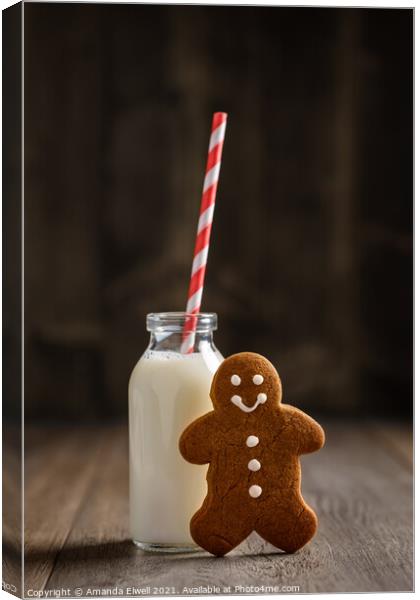 Gingerbread Man & Milk Canvas Print by Amanda Elwell