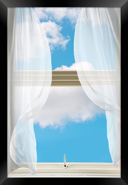 Billowing Voile Curtains Framed Print by Amanda Elwell