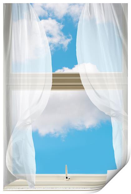 Billowing Voile Curtains Print by Amanda Elwell