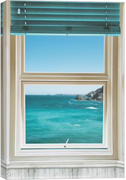 Window Overlooking The Ocean Canvas Print by Amanda Elwell