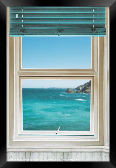 Window Overlooking The Ocean Framed Print by Amanda Elwell