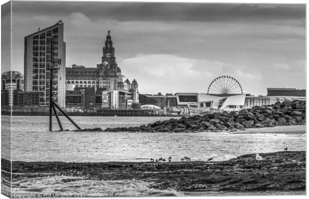 View from River Mersey beach Canvas Print by Phil Longfoot