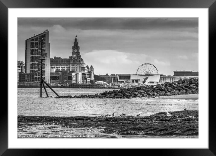 View from River Mersey beach Framed Mounted Print by Phil Longfoot