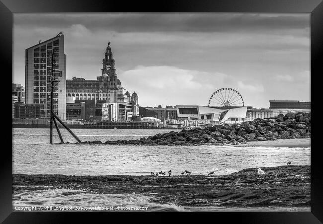 View from River Mersey beach Framed Print by Phil Longfoot