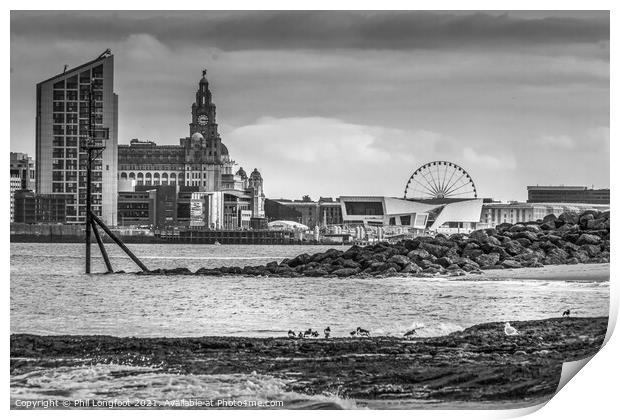 View from River Mersey beach Print by Phil Longfoot