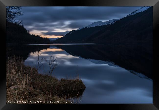 Loch Eck At Sunset Framed Print by Ronnie Reffin
