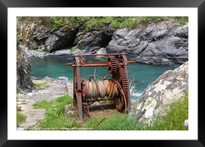 The Old Boat Winch, Prussia Cove,, Cornwall  Framed Mounted Print by Brian Pierce