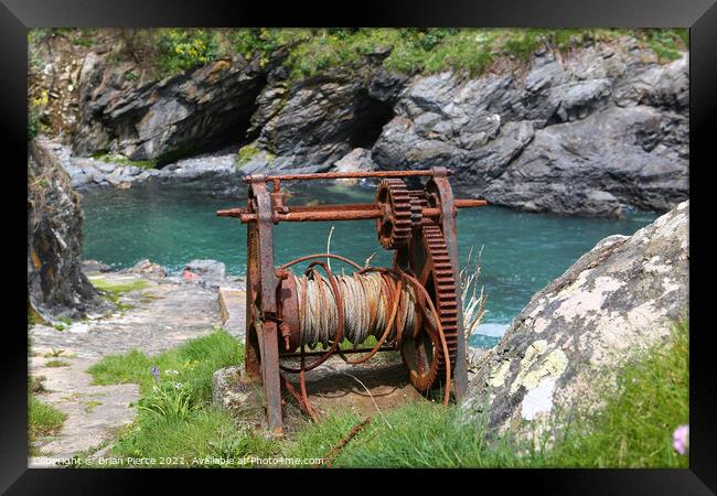 The Old Boat Winch, Prussia Cove,, Cornwall  Framed Print by Brian Pierce