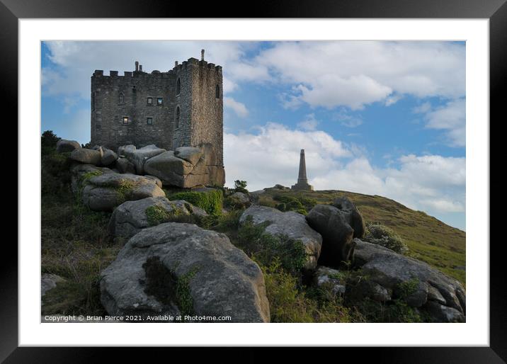 Carn Brea Castle and the Basset Monument. Redruth, Framed Mounted Print by Brian Pierce