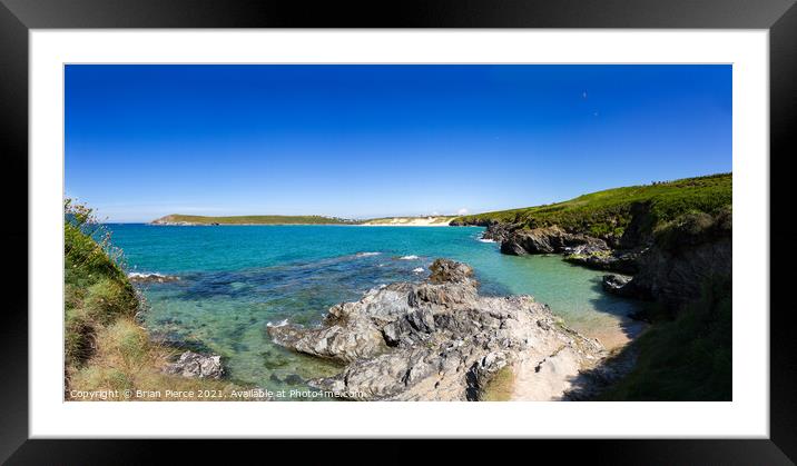 High Tide, Crantock and West Pentire, Cornwall Framed Mounted Print by Brian Pierce