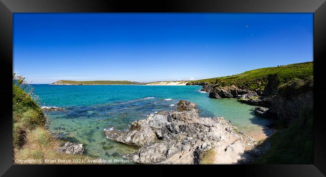 High Tide, Crantock and West Pentire, Cornwall Framed Print by Brian Pierce