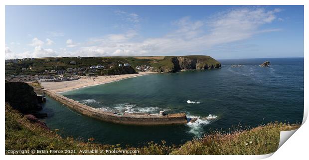 Portreath from the coast path Print by Brian Pierce