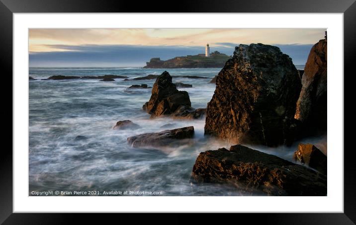 Godrevy Lighthouse, St Ives Bay, Cornwall Framed Mounted Print by Brian Pierce