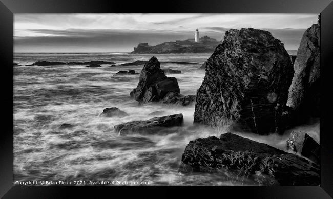 Godrevy Lighthouse, St Ives Bay, Cornwall Framed Print by Brian Pierce