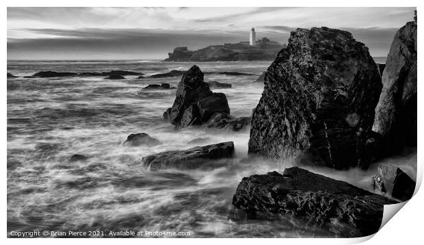 Godrevy Lighthouse, St Ives Bay, Cornwall Print by Brian Pierce