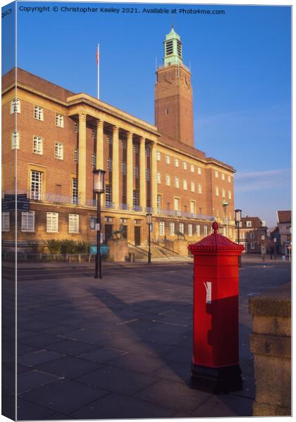 Norwich City Hall Canvas Print by Christopher Keeley