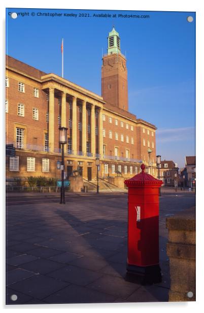 Norwich City Hall Acrylic by Christopher Keeley