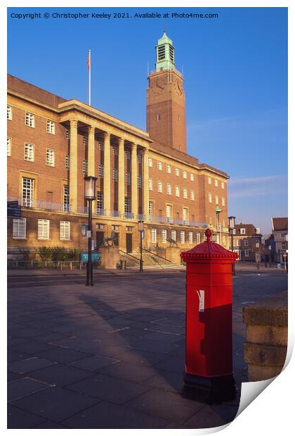 Norwich City Hall Print by Christopher Keeley