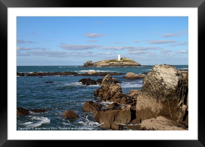 Godrevy Lighthouse, Cornwall  Framed Mounted Print by Brian Pierce