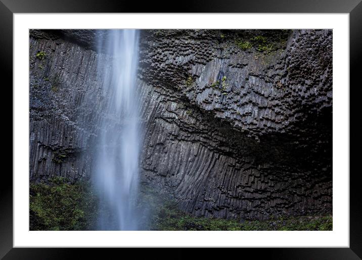 Water and Rock of Latourell Falls Framed Mounted Print by Belinda Greb