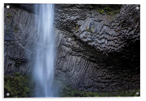 Water and Rock of Latourell Falls Acrylic by Belinda Greb