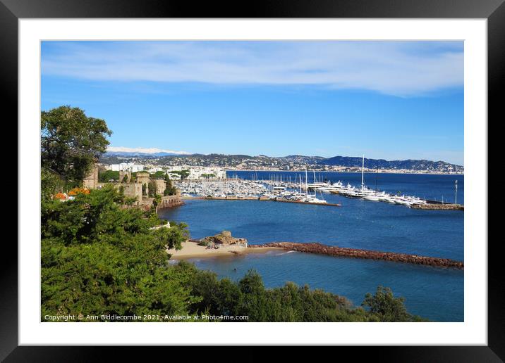 View of Port de la Napoule Framed Mounted Print by Ann Biddlecombe