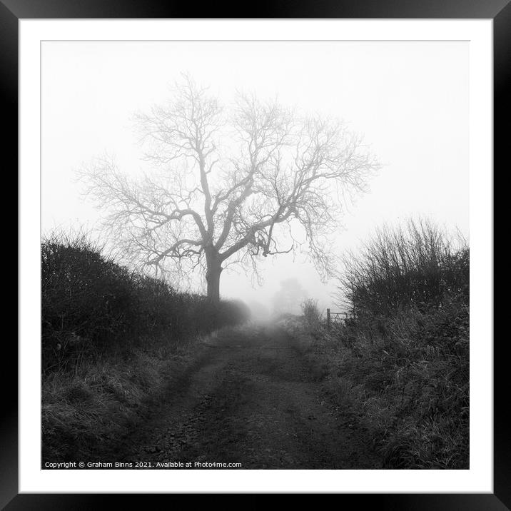 Wellands Lane Foggy Morning Framed Mounted Print by Graham Binns