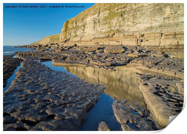 Cliffs Dunraven Bay South Wales looking west  Print by Nick Jenkins