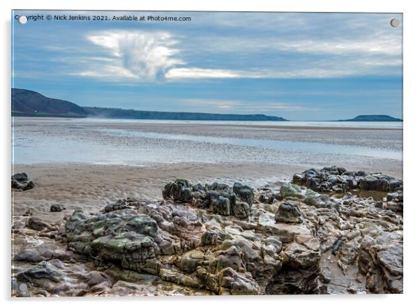 Rhossili Bay Gower Peninsula South Wales Acrylic by Nick Jenkins