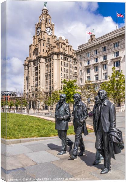 Royal Liver Buildings and the Beatles Canvas Print by Phil Longfoot