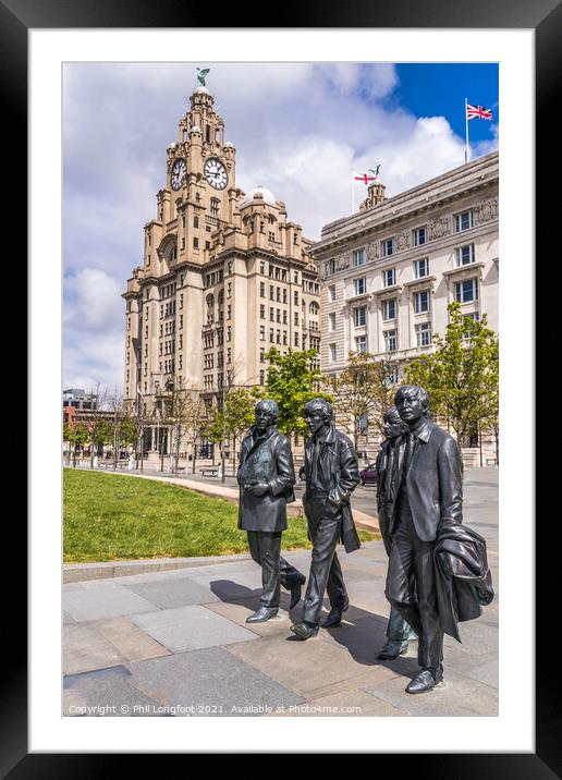 Royal Liver Buildings and the Beatles Framed Mounted Print by Phil Longfoot