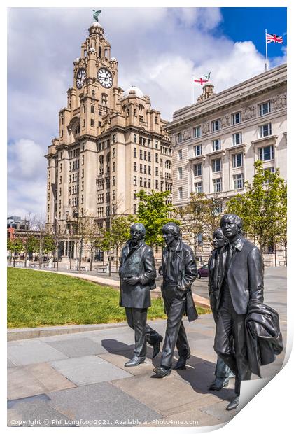 Royal Liver Buildings and the Beatles Print by Phil Longfoot