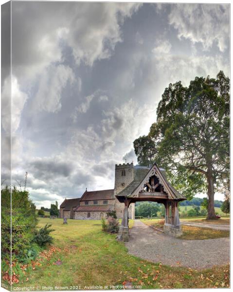 lychgate to Moreville Church in Shropshire, UK Canvas Print by Philip Brown