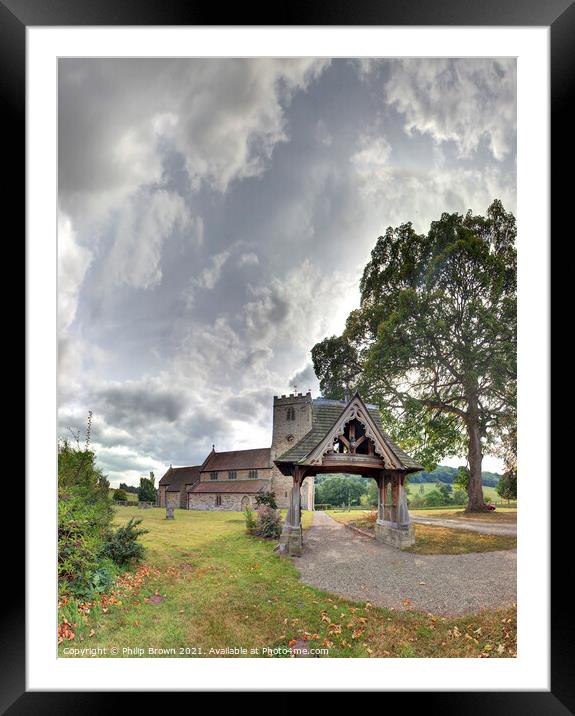 lychgate to Moreville Church in Shropshire, UK Framed Mounted Print by Philip Brown