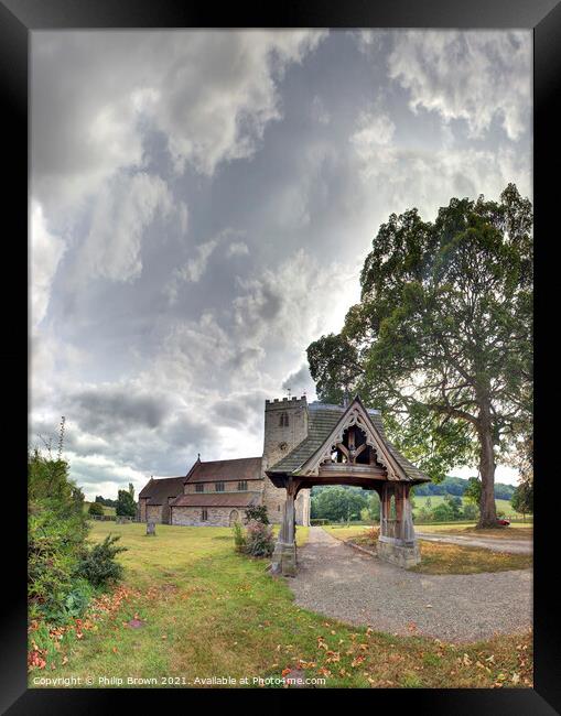 lychgate to Moreville Church in Shropshire, UK Framed Print by Philip Brown