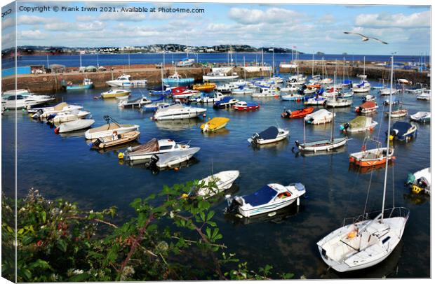 Small boats lie at anchor in Paignton Harbour Canvas Print by Frank Irwin