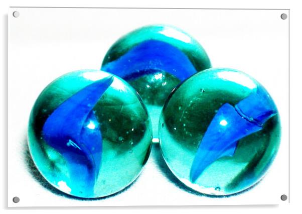 Retro Toy Blue Marbles Acrylic by Fiona Williams