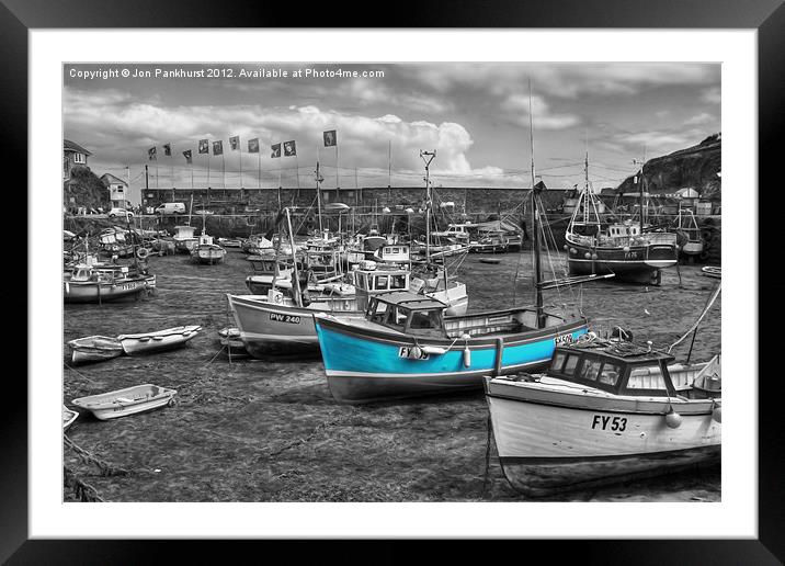 Mevagissey's Charming Blue Boats. Framed Mounted Print by Jonathan Pankhurst