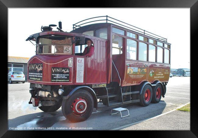 Elizabeth the steam bus Framed Print by Fiona Williams