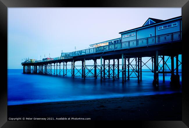 The Grand Pier At Teignmouth At Night Framed Print by Peter Greenway