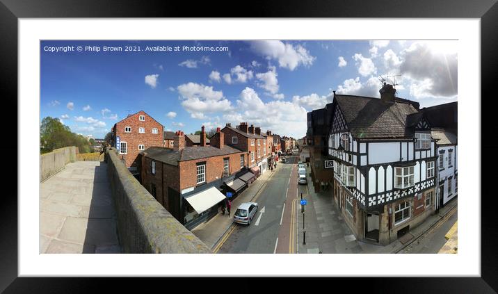 Chester City From Wall - Panorama Framed Mounted Print by Philip Brown