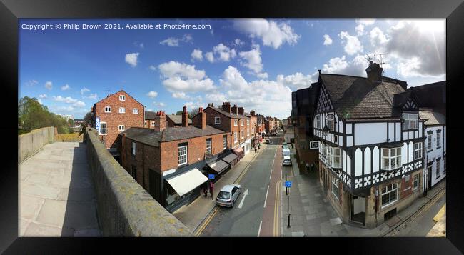 Chester City From Wall - Panorama Framed Print by Philip Brown