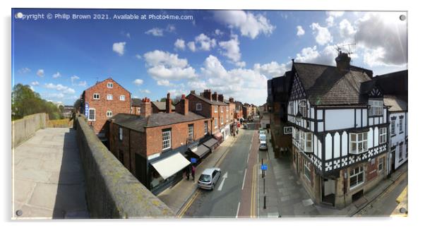Chester City From Wall - Panorama Acrylic by Philip Brown