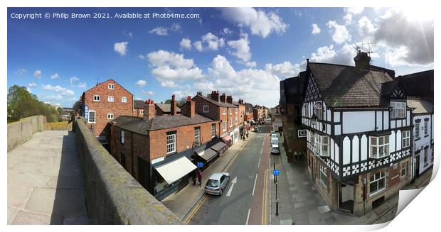Chester City From Wall - Panorama Print by Philip Brown