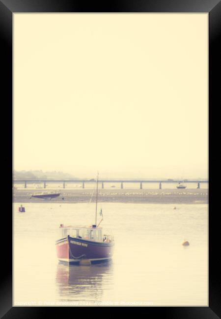 Moored Fishing Boat In The Teign Estuary, Devon At Framed Print by Peter Greenway