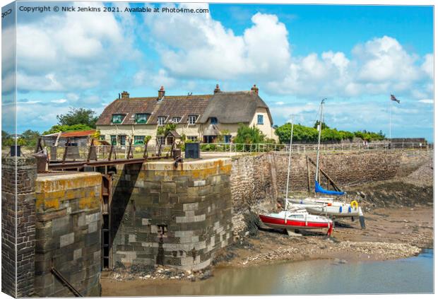 Porlock Weir Harbour Wall Somerset West of England Canvas Print by Nick Jenkins