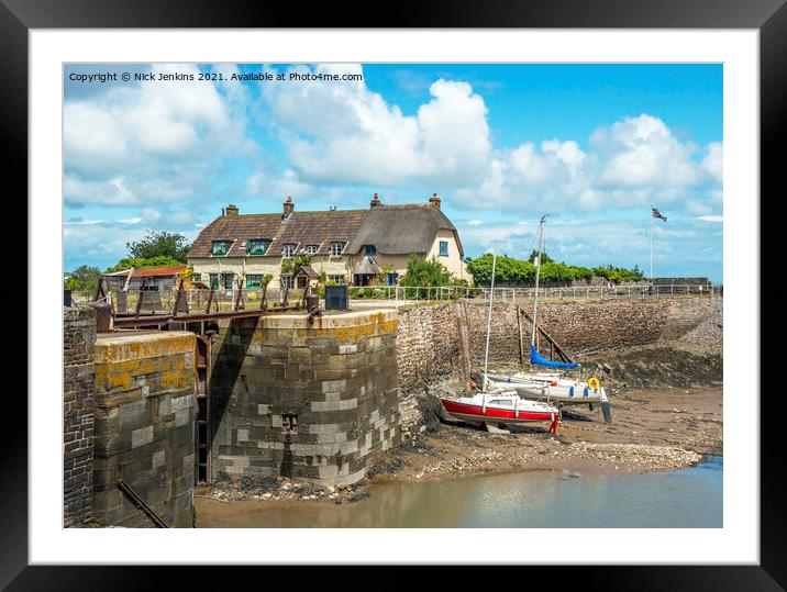 Porlock Weir Harbour Wall Somerset West of England Framed Mounted Print by Nick Jenkins