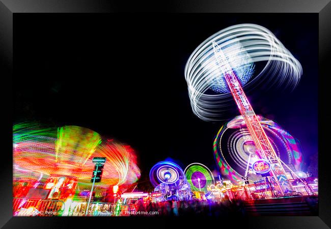 'Witney Feast' Travelling Funfair In Witney, Oxfordshire  Framed Print by Peter Greenway