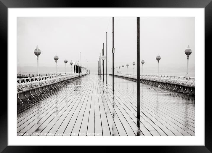 Princess Pier Torquay In The Rain Framed Mounted Print by Peter Greenway