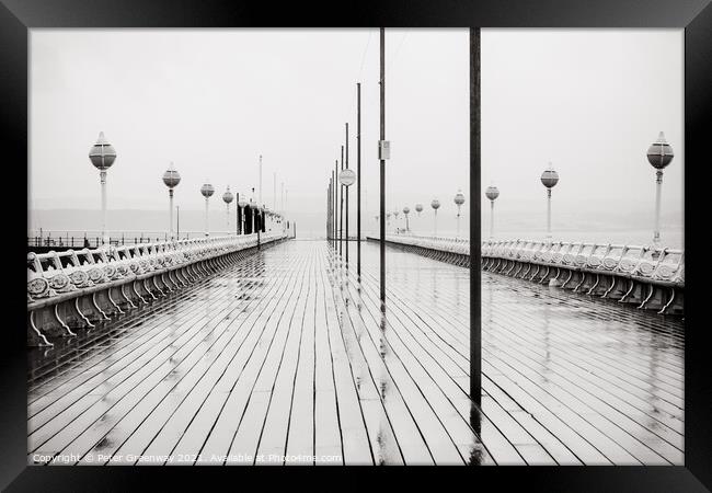 Princess Pier Torquay In The Rain Framed Print by Peter Greenway